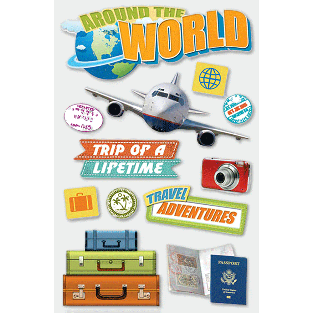 World Travel 3-D Stickers