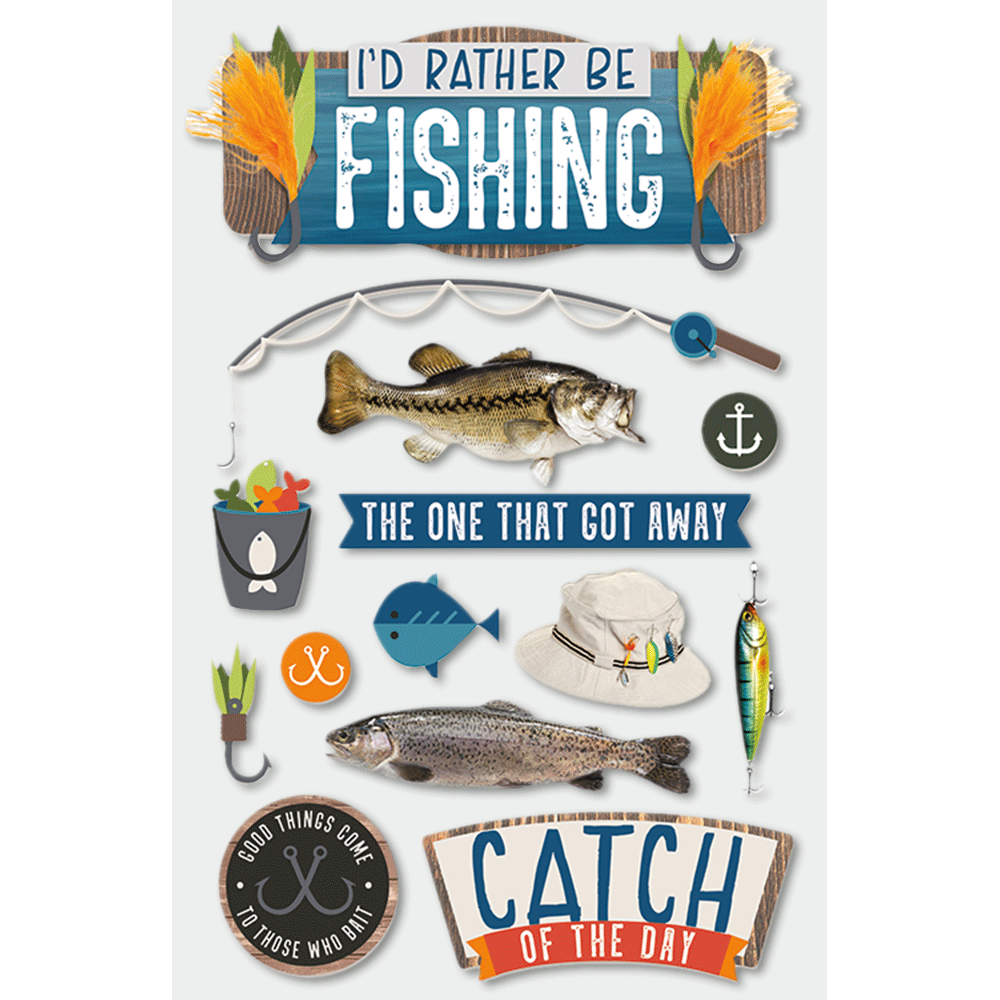 I'd Rather Be Fishing 3-D Stickers