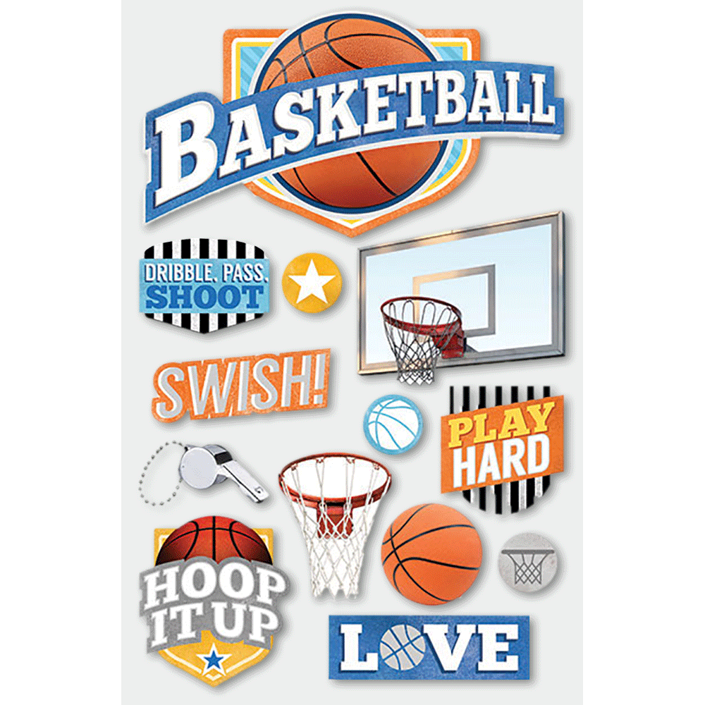 Basketball-Swish 3-D Stickers