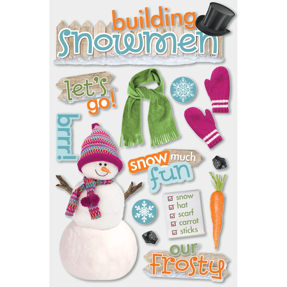 Building Snowmen 3-D Stickers