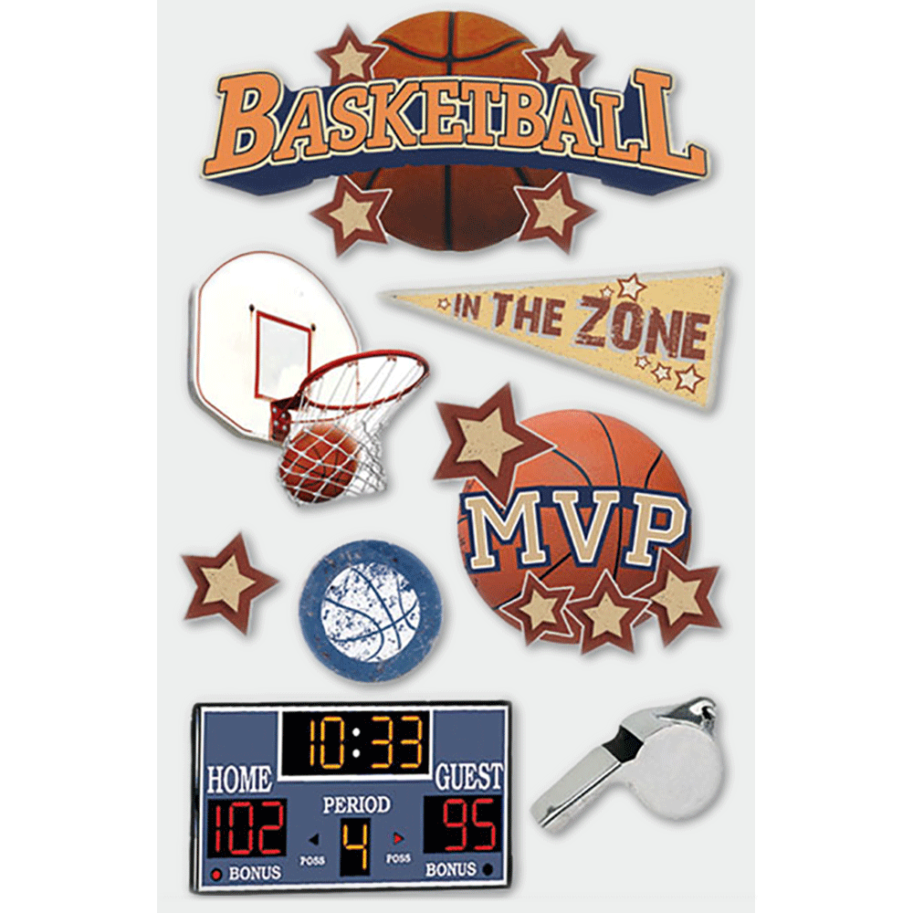 Basketball 3-D Stickers