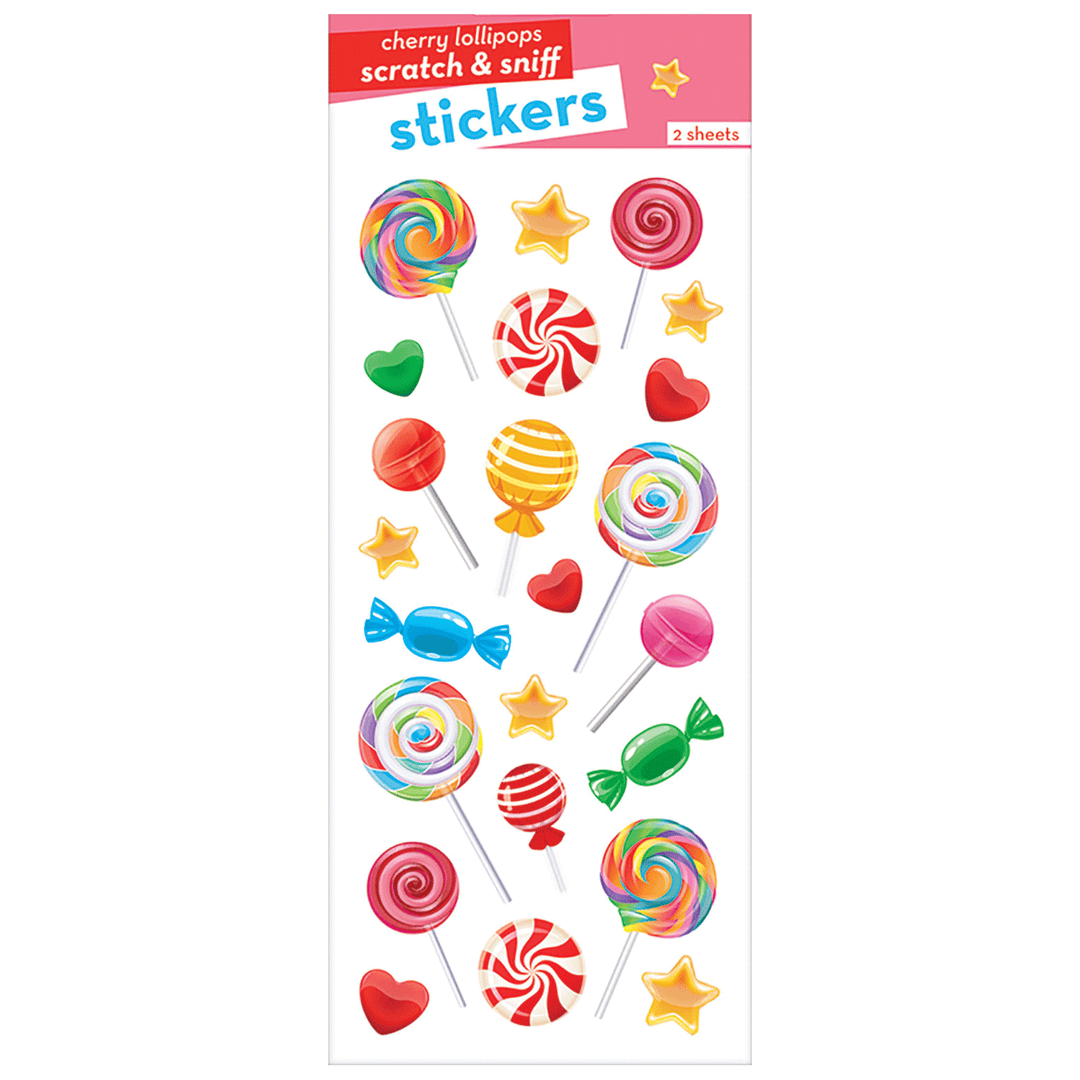 Cherry Lollipops Scratch & Sniff Stickers