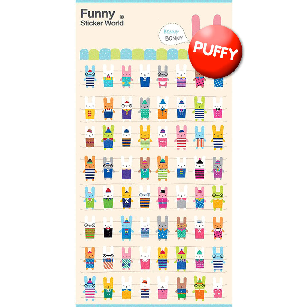 Rabbits Bonny Puffy Stickers