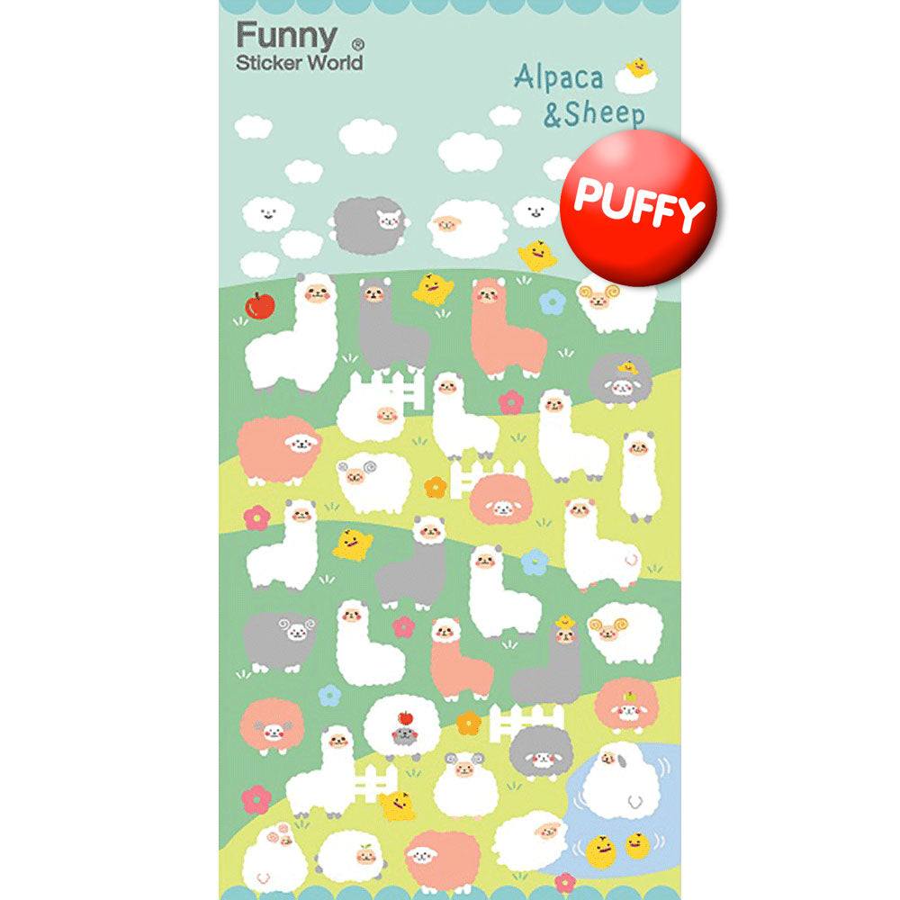 Alpaca & Sheep Puffy Stickers