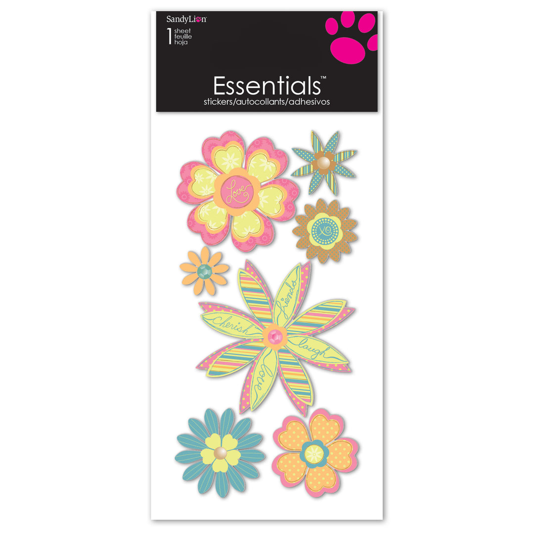 Heart Flowers Essentials Dimensional Stickers