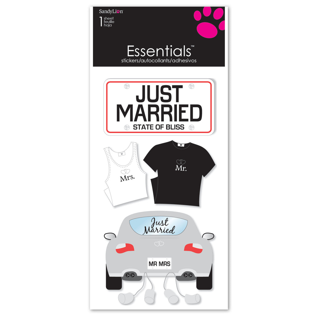 Just Married Essentials Dimensional Stickers