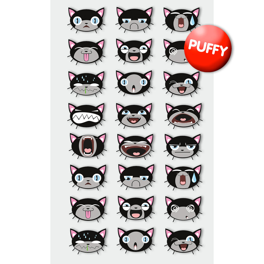 Kitty Emoticons Puffy Stickers