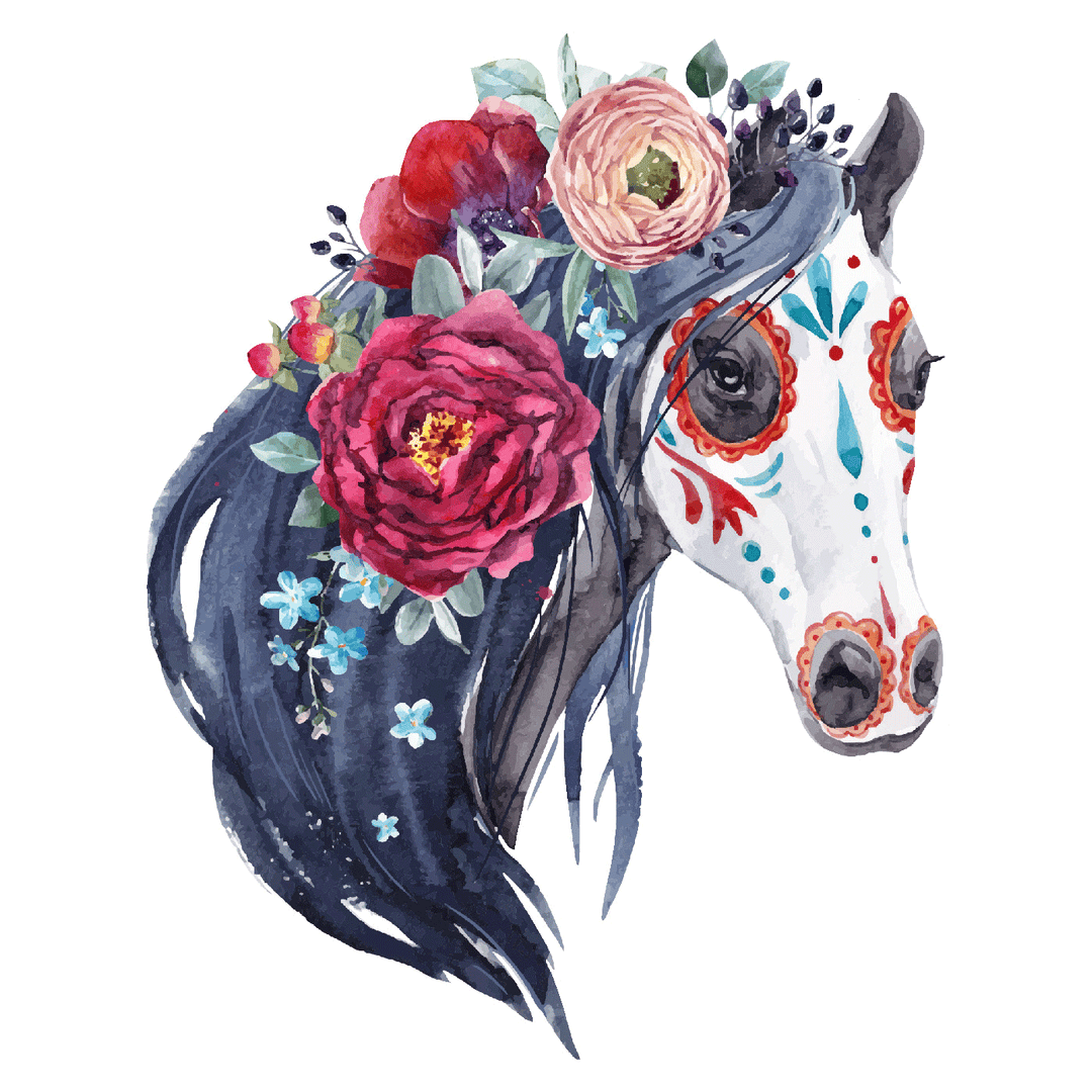 Horse with Flowers Decal
