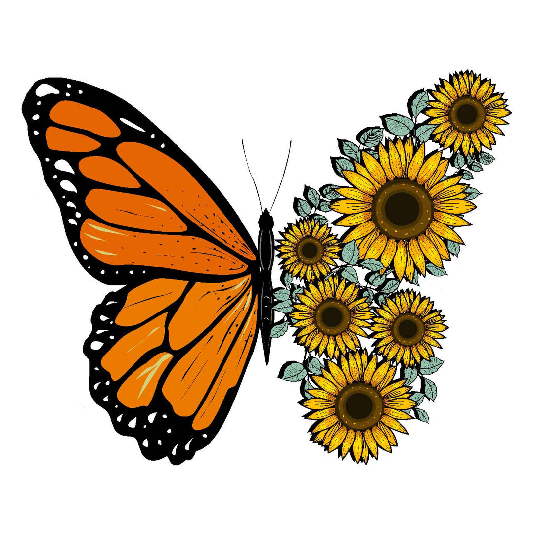 Sunflower Butterfly Vinyl Sticker Decal