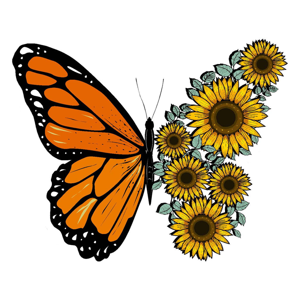 Sunflower Butterfly Decal - S0077 – Peachy Olive Glitters