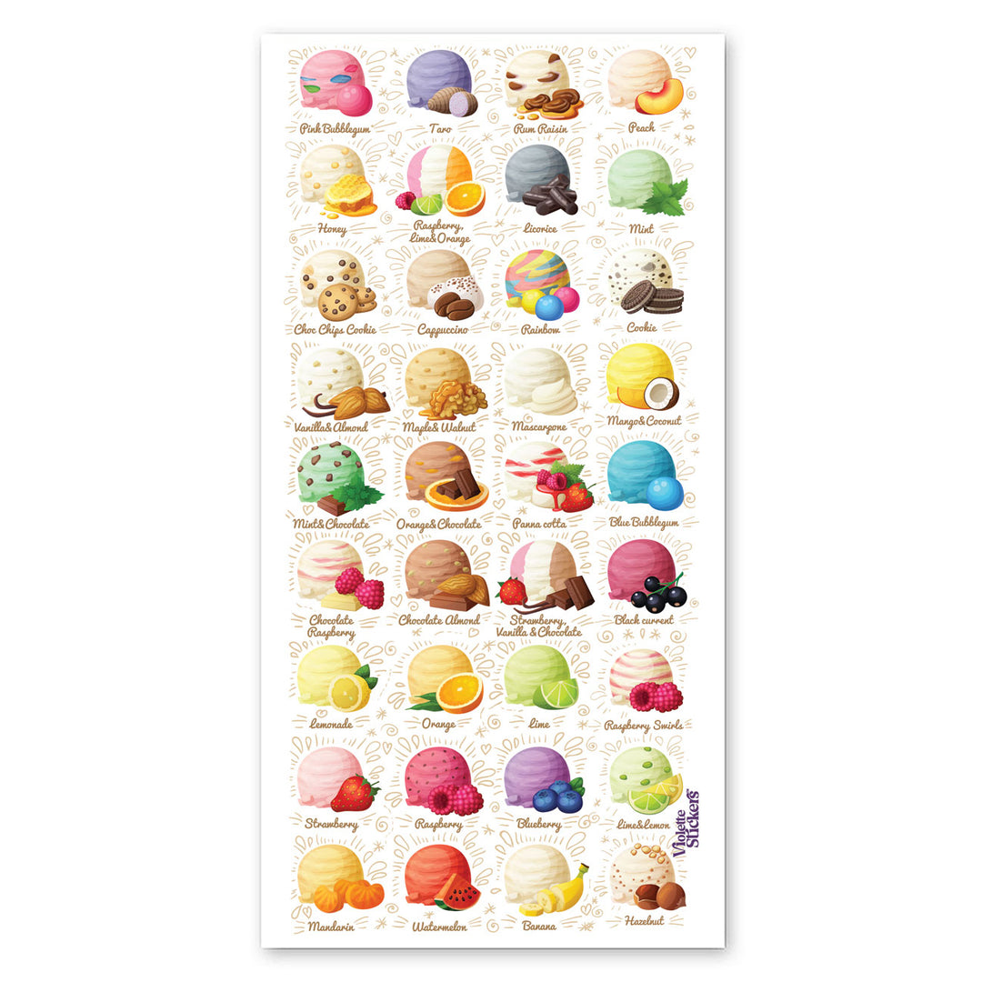 Ice Cream Flavors Stickers