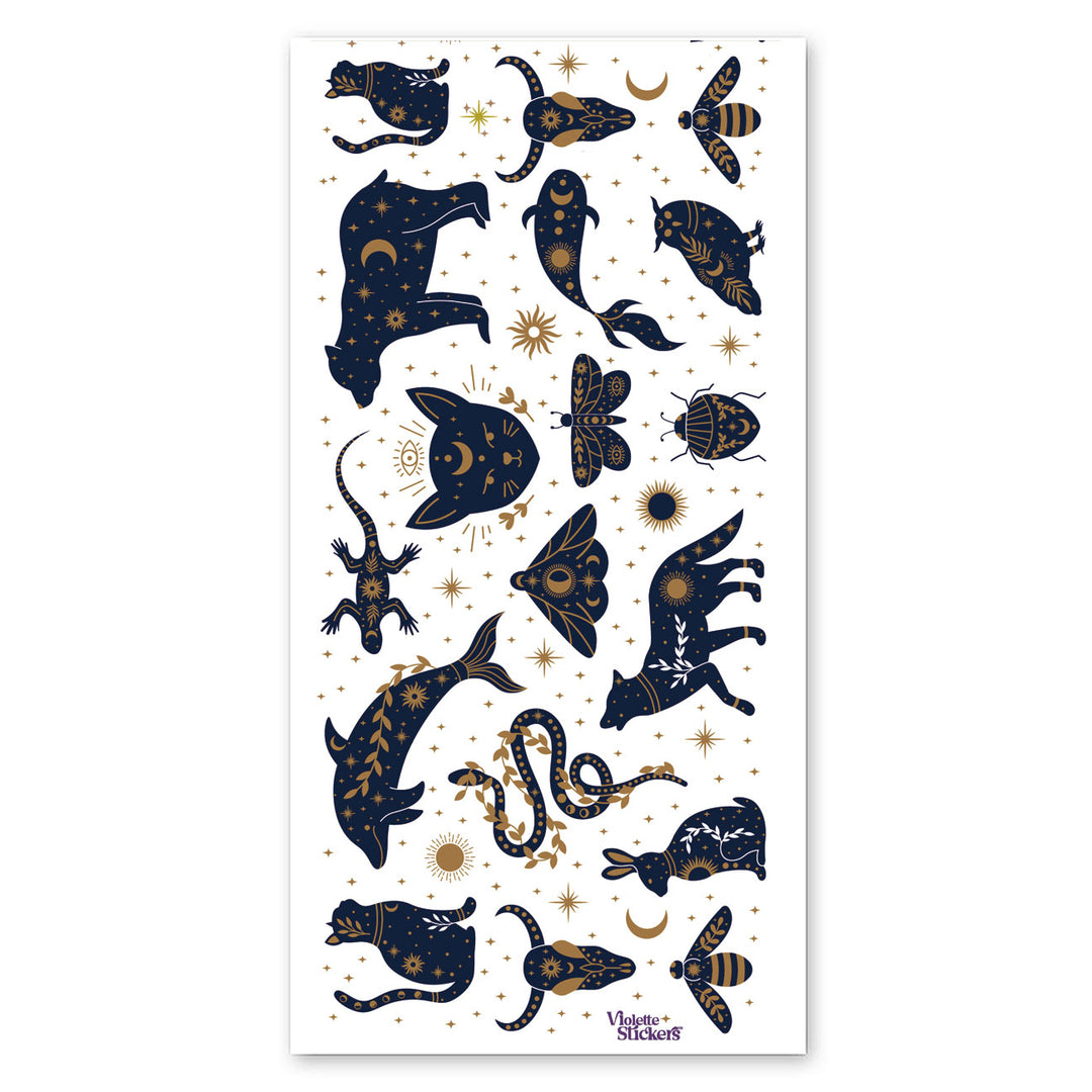 Gold Foil Mystical Animals Stickers