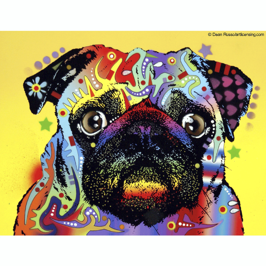 Colorful Pug Dog Vinyl Sticker Decal