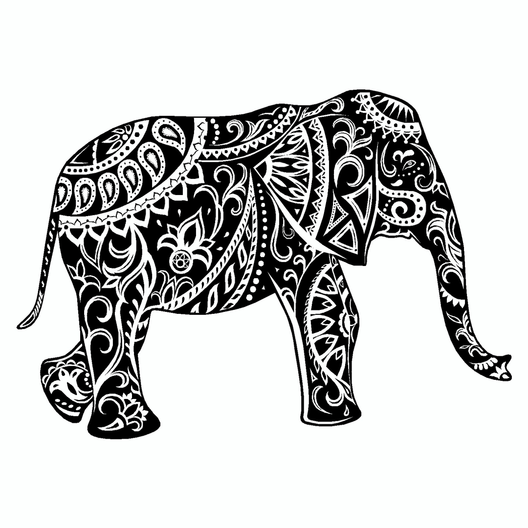 Black & White Elephant Vinyl Sticker Decal