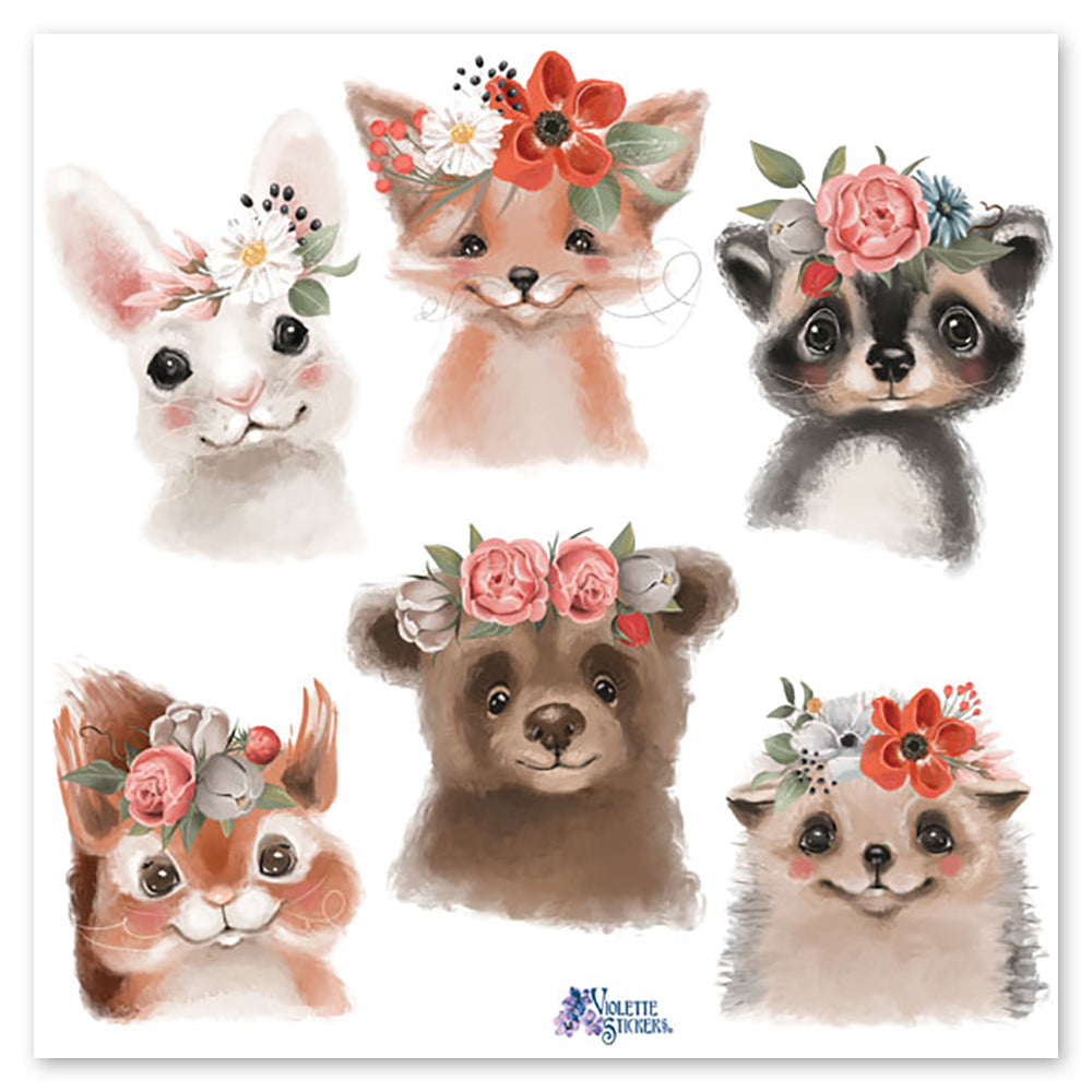 Floral Fox & Bear Stickers