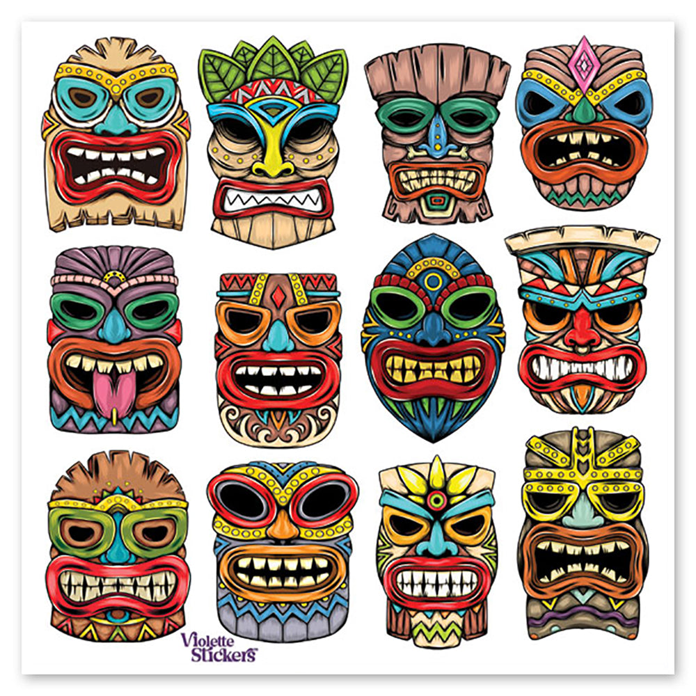 Tiki Masks Stickers