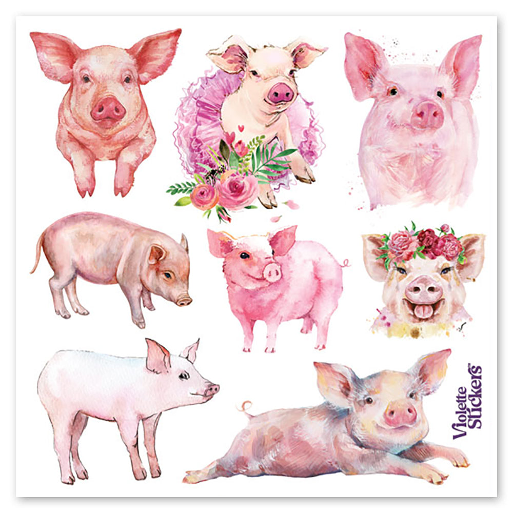 Pink Pigs Stickers