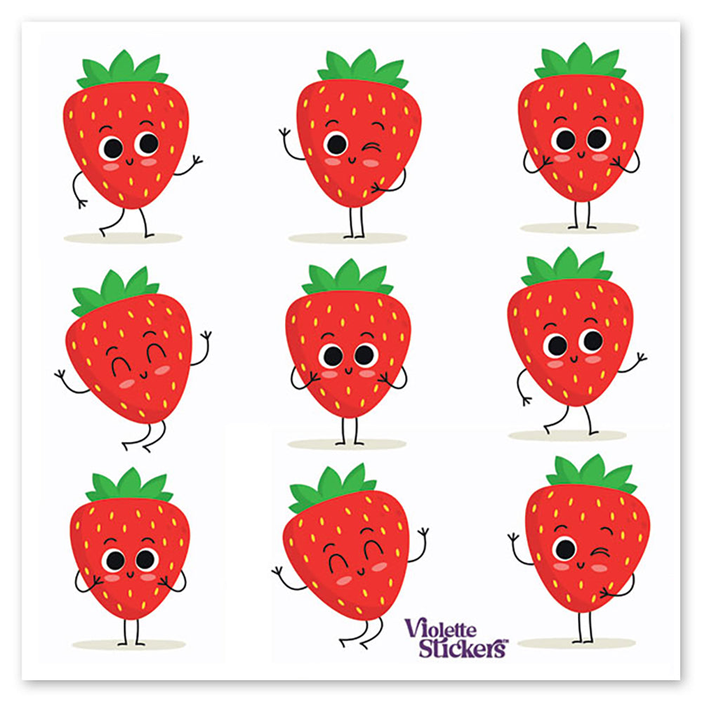 Happy Strawberries Stickers