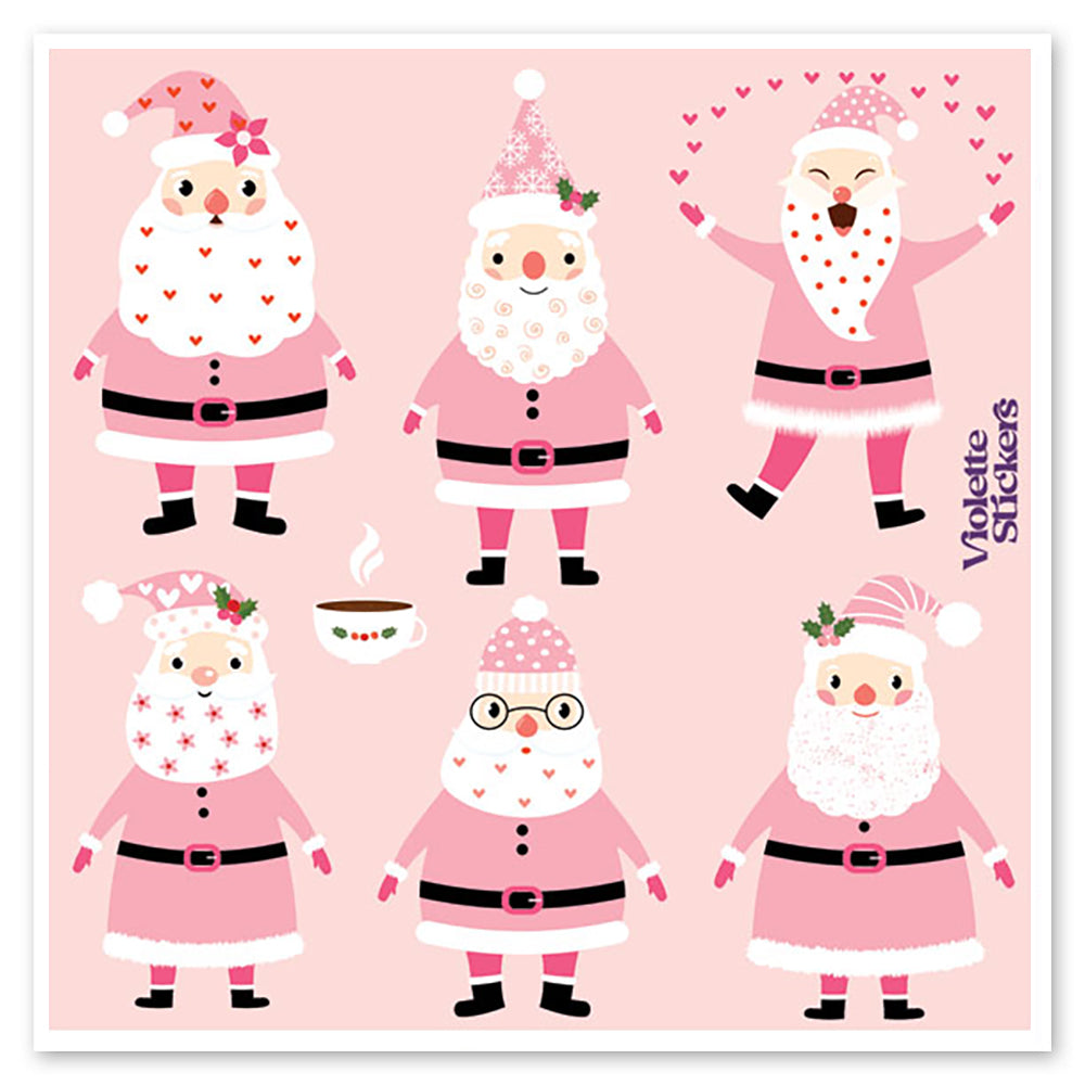 Pink Santas Stickers