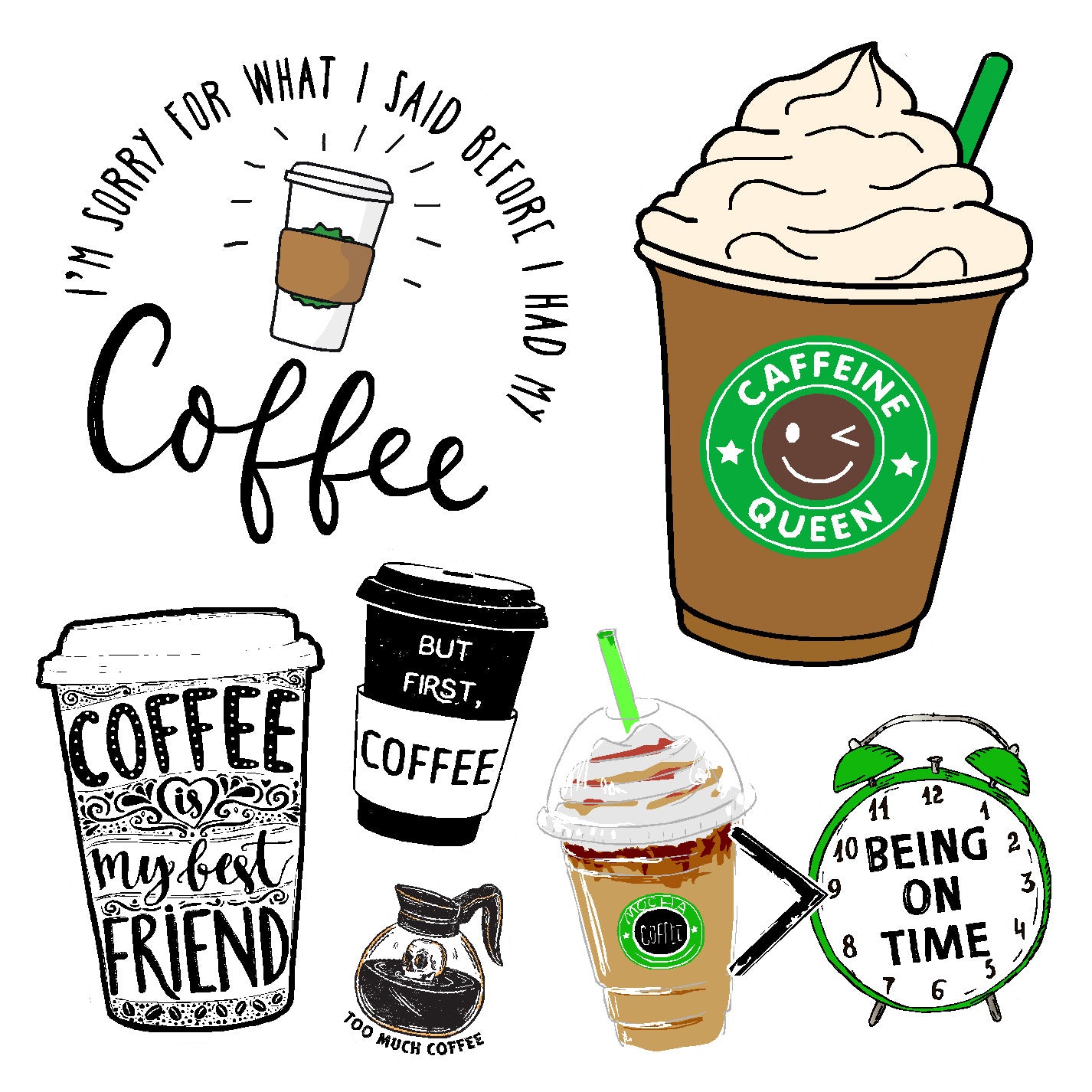 Coffing Sticker Coffee #2 Vinyl Sticker Decal Set – Sticker Planet