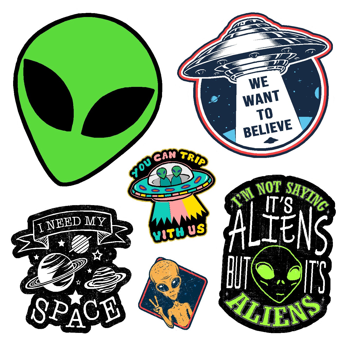 Alien Sticker Raving Aliens Vinyl Sticker Decal Set – Sticker Planet