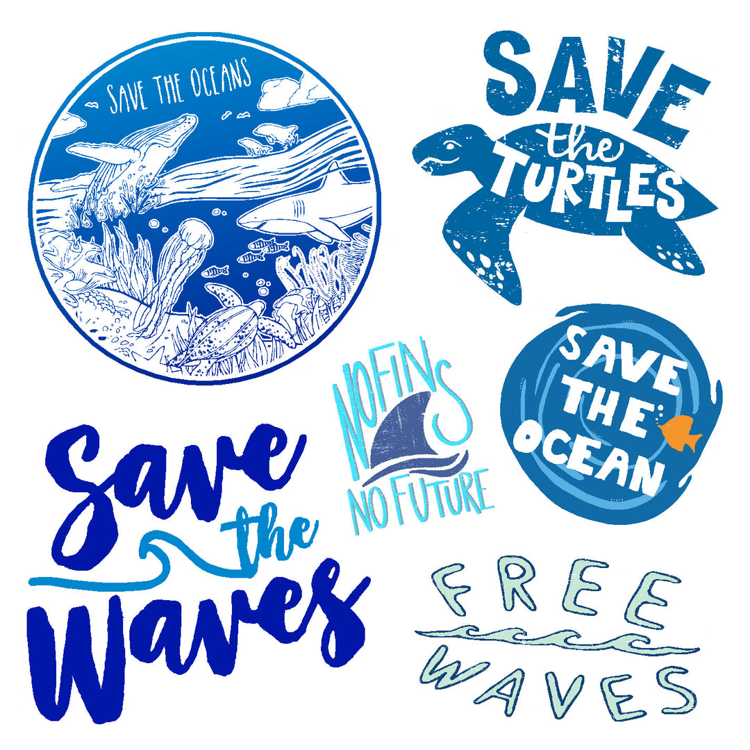 Save the Oceans Vinyl Sticker Decal Set