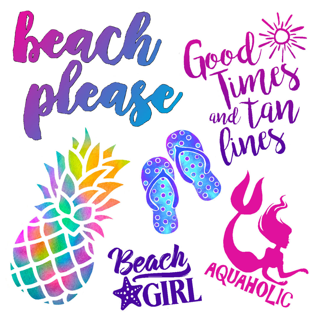 Beach Girl Vinyl Sticker Decal Set