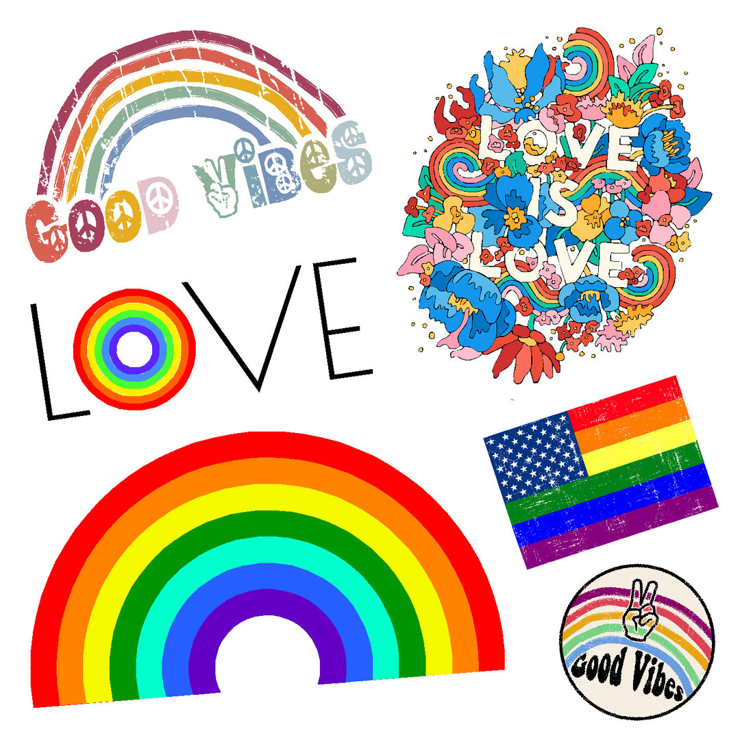 Rainbow Love Vinyl Sticker Decal Set