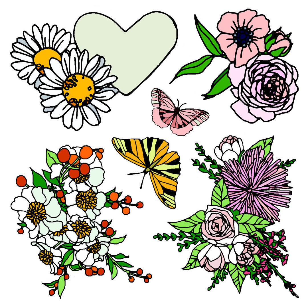 Flower Bouquets Vinyl Sticker Decal Set