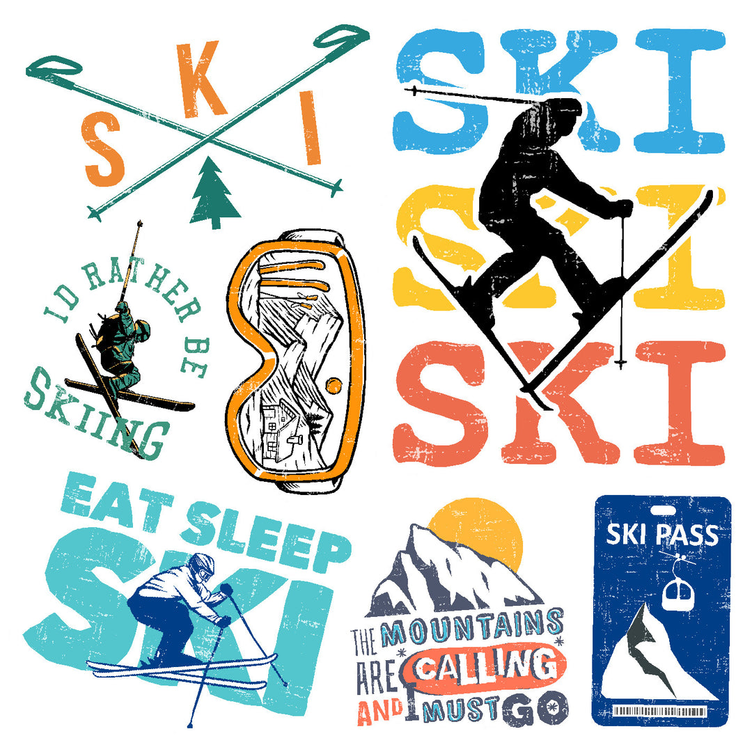 Skiing Vinyl Sticker Decal Set