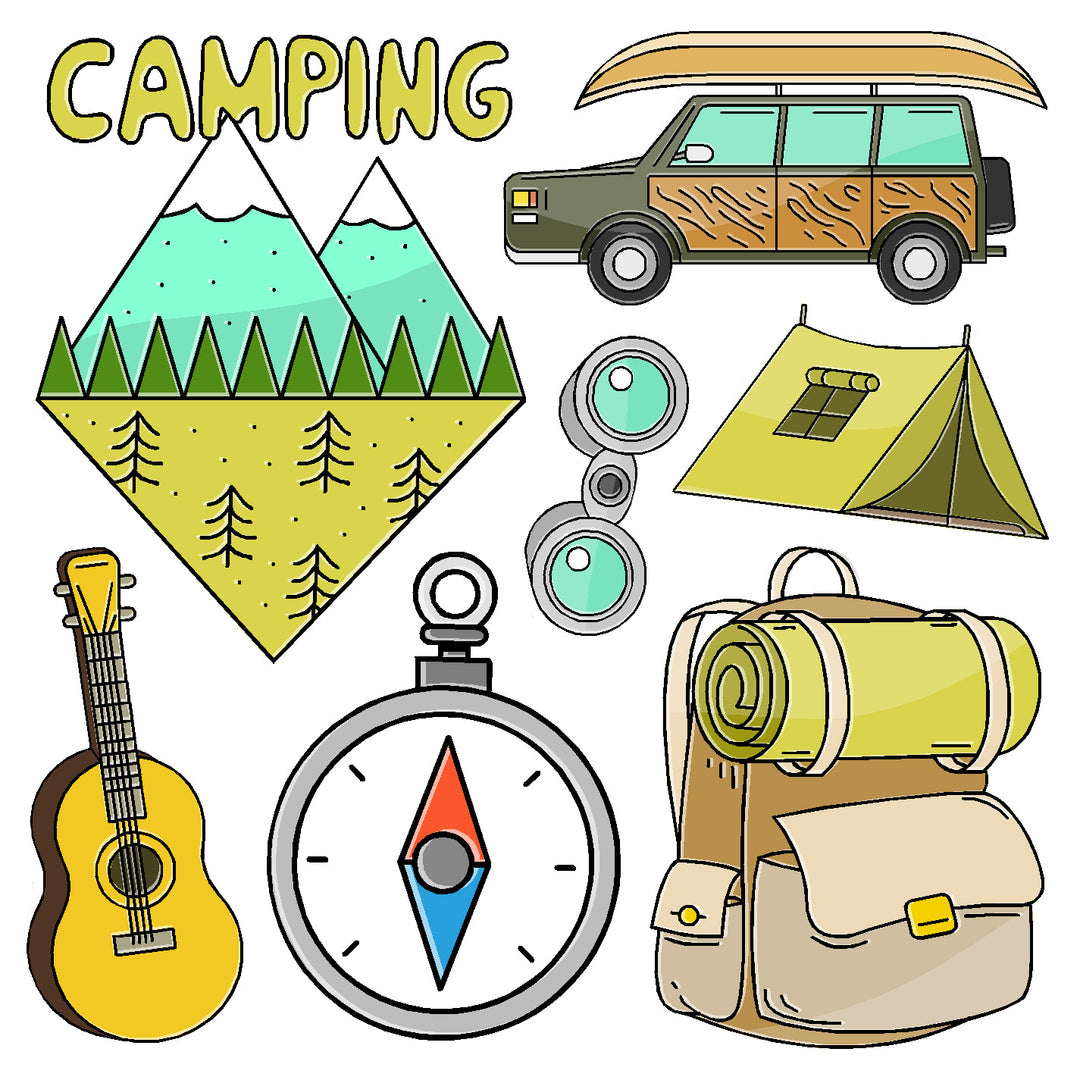 Camping Vinyl Sticker Decal Set