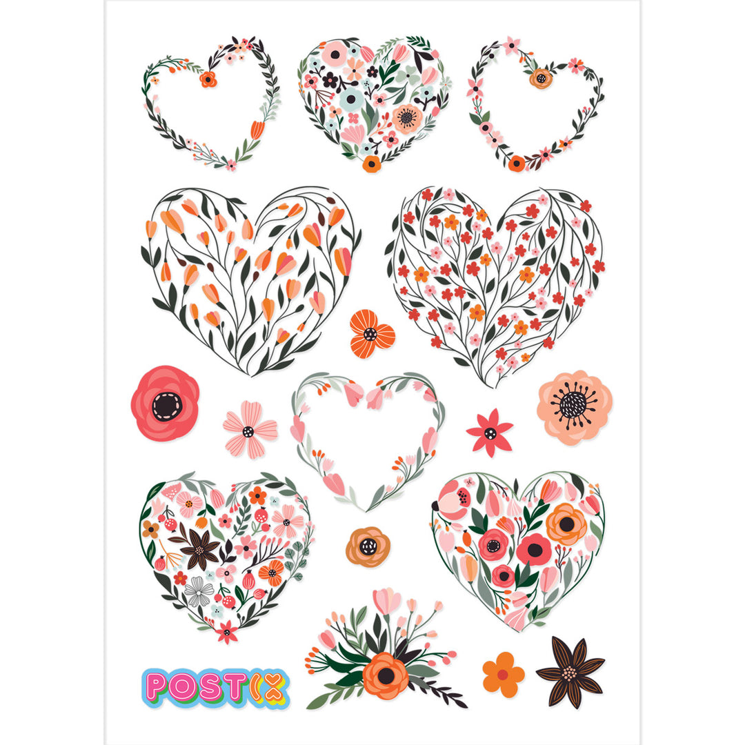Floral Hearts Transparent Stickers