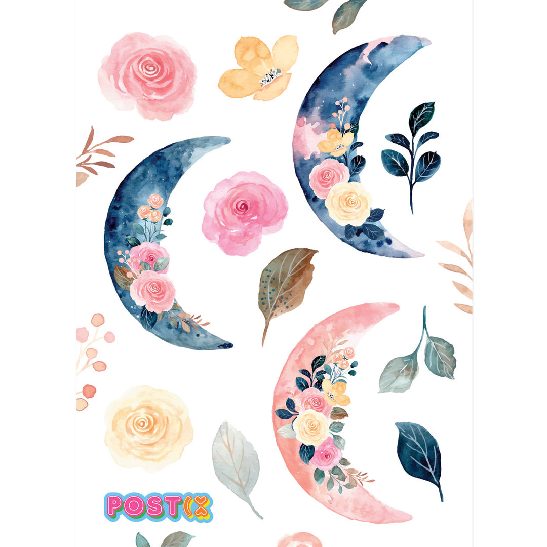 Floral Crescent Moons Washi Stickers