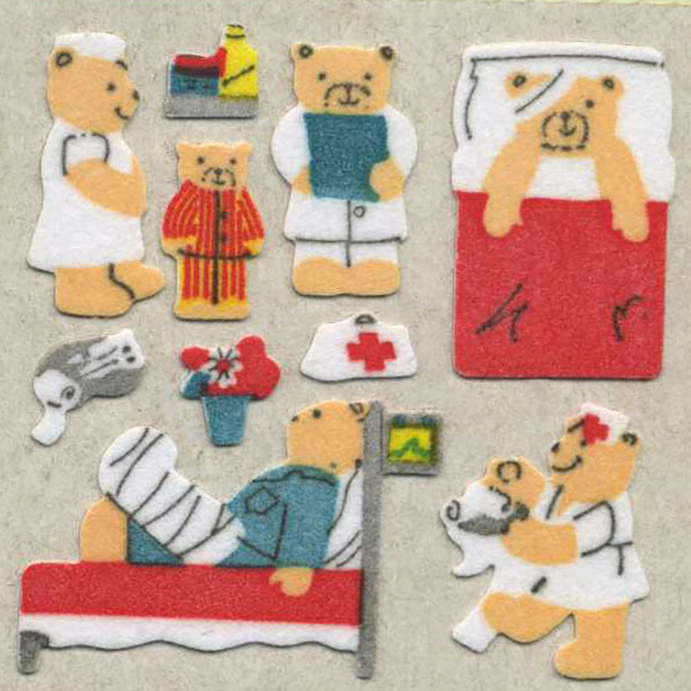 Micro Teddy Hospital Fuzzy Stickers