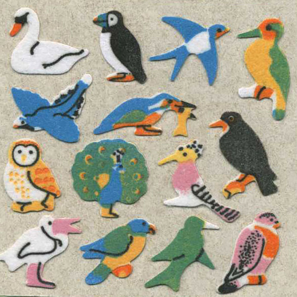 Micro Birds Fuzzy Stickers