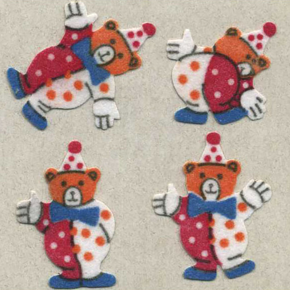 Teddy Clowns Fuzzy Stickers