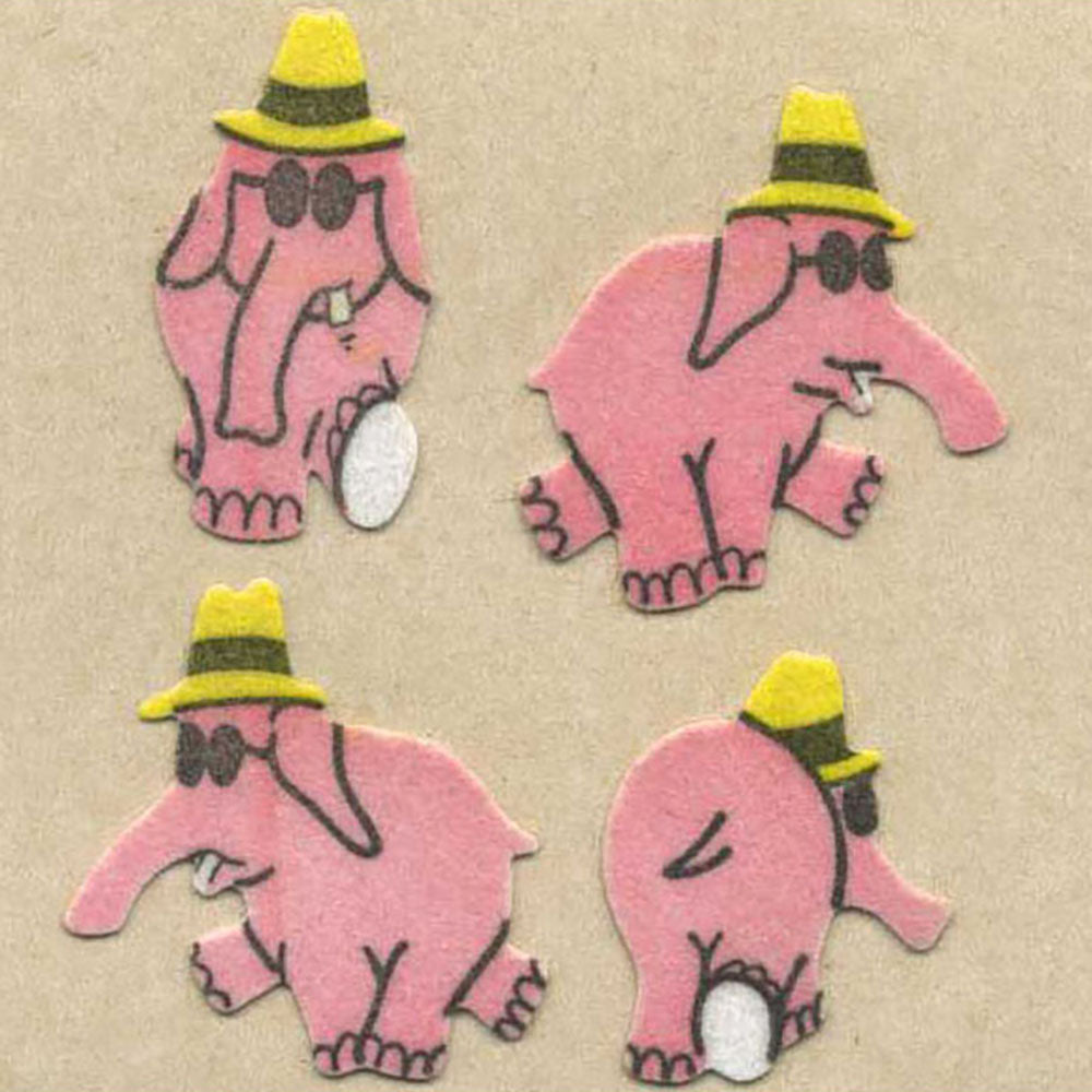 Party Elephants Fuzzy Stickers