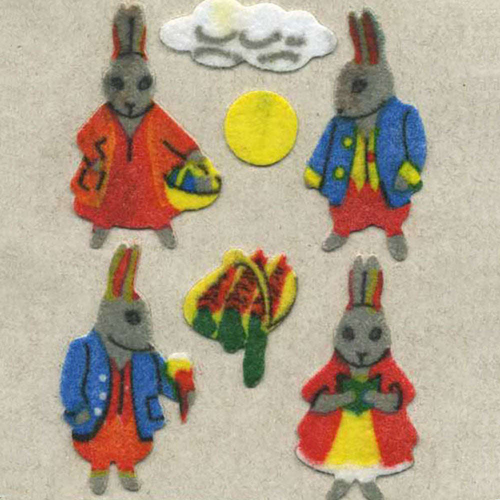 Rabbits Dress-Up Fuzzy Stickers