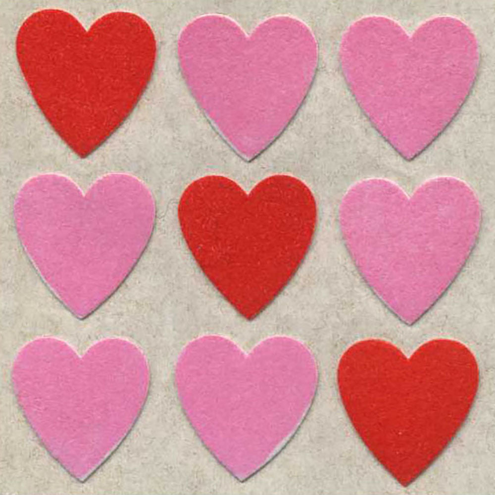 Pink Hearts Fuzzy Stickers