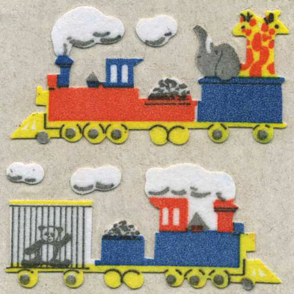 Animal Trains Fuzzy Stickers