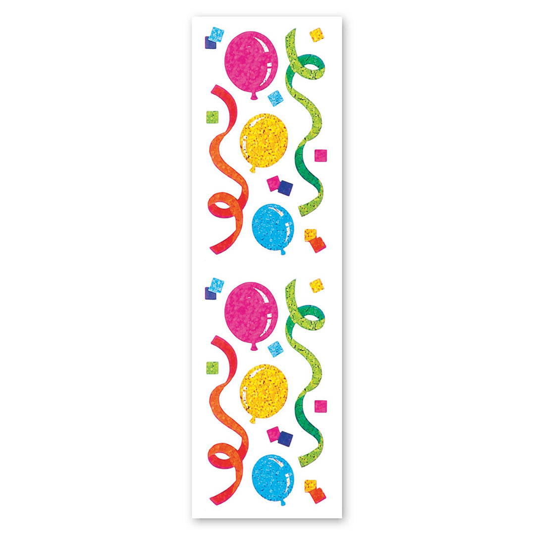 Balloons And Streamers Sparkly Prismatic Stickers