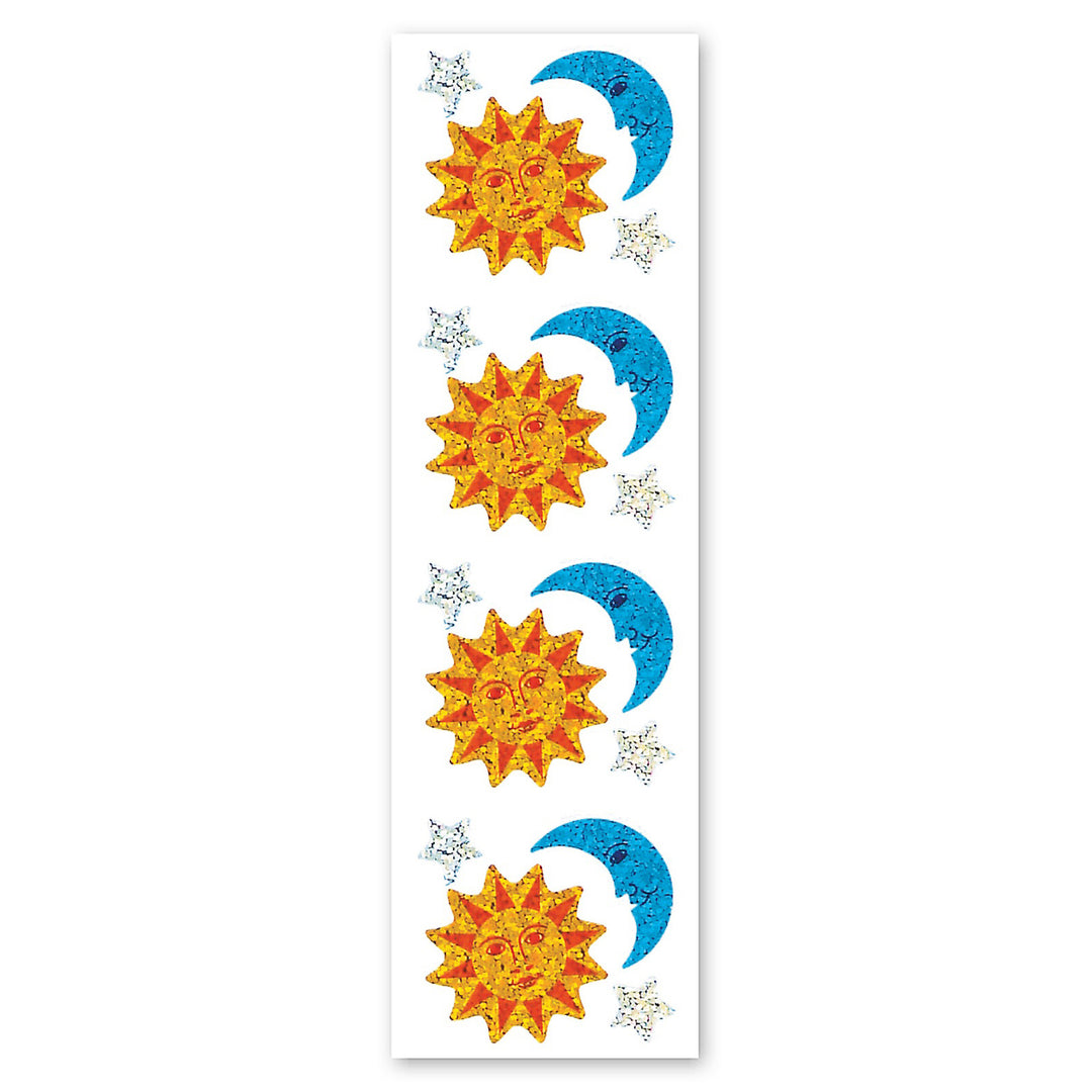 Sun Moon And Stars Sparkly Prismatic Stickers
