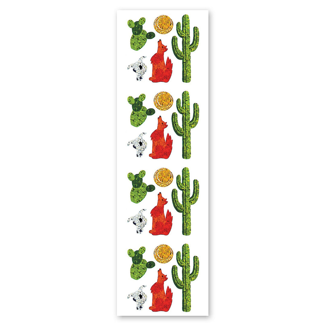 Coyote And Cactus Sparkly Prismatic Stickers