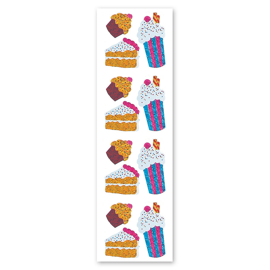 Ice Cream Soda And Cake Sparkly Prismatic Stickers