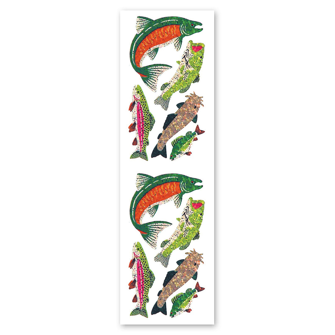 Salmon Trout Bass And Catfish Sparkly Prismatic Stickers