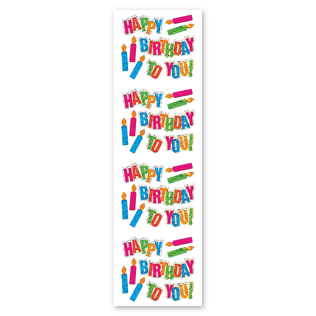 Happy Birthday And Candles Sparkly Prismatic Stickers