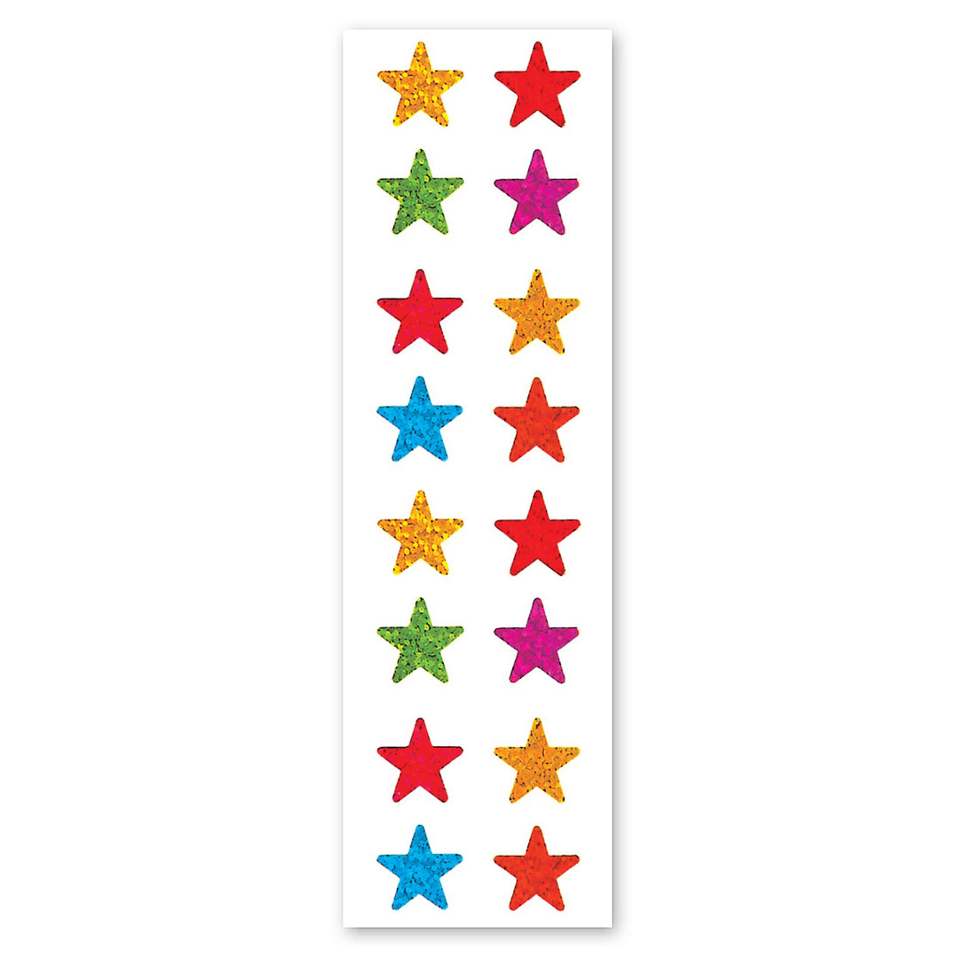 Small Multicolor Stars Sparkly Prismatic Stickers
