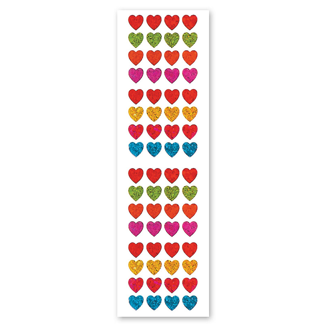 Micro Multicolor Hearts Sparkly Prismatic Stickers