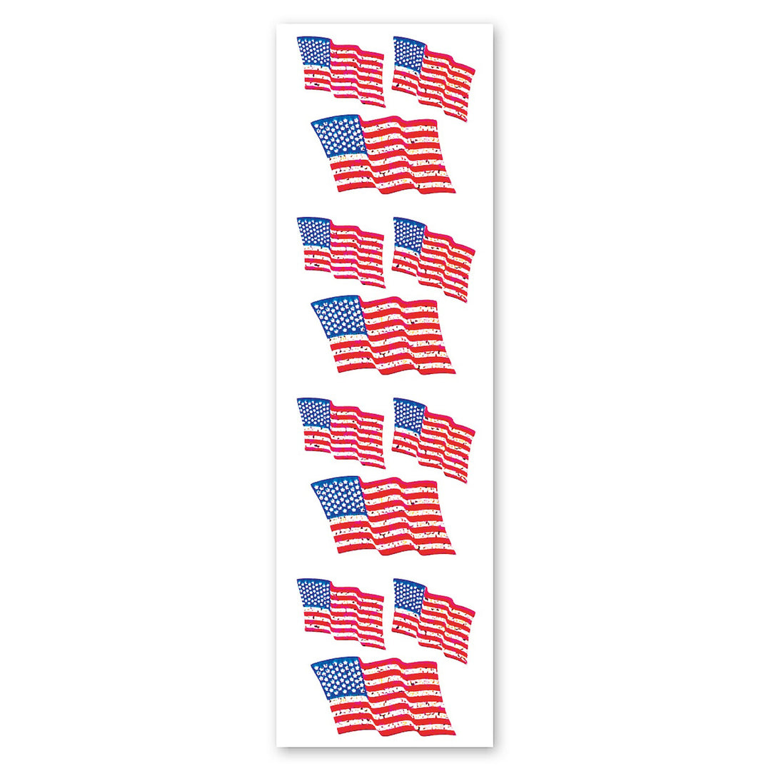 American Flags Sparkly Prismatic Stickers