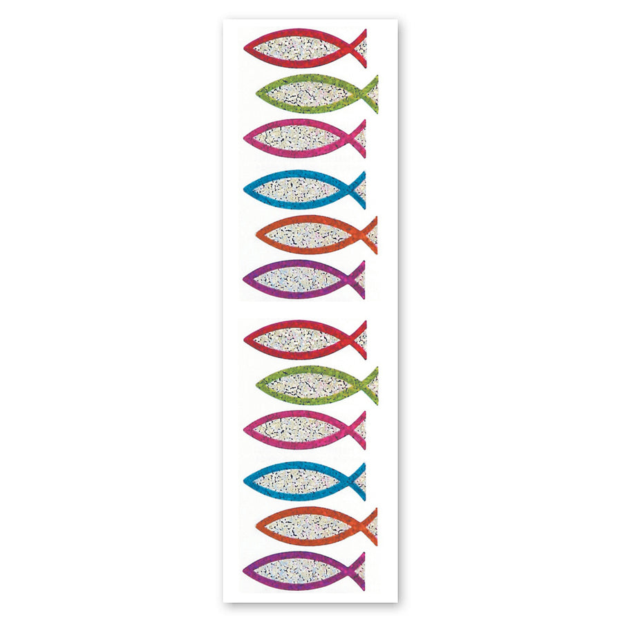 Christian Fish Symbol Sparkly Prismatic Stickers - Packaged – Sticker ...